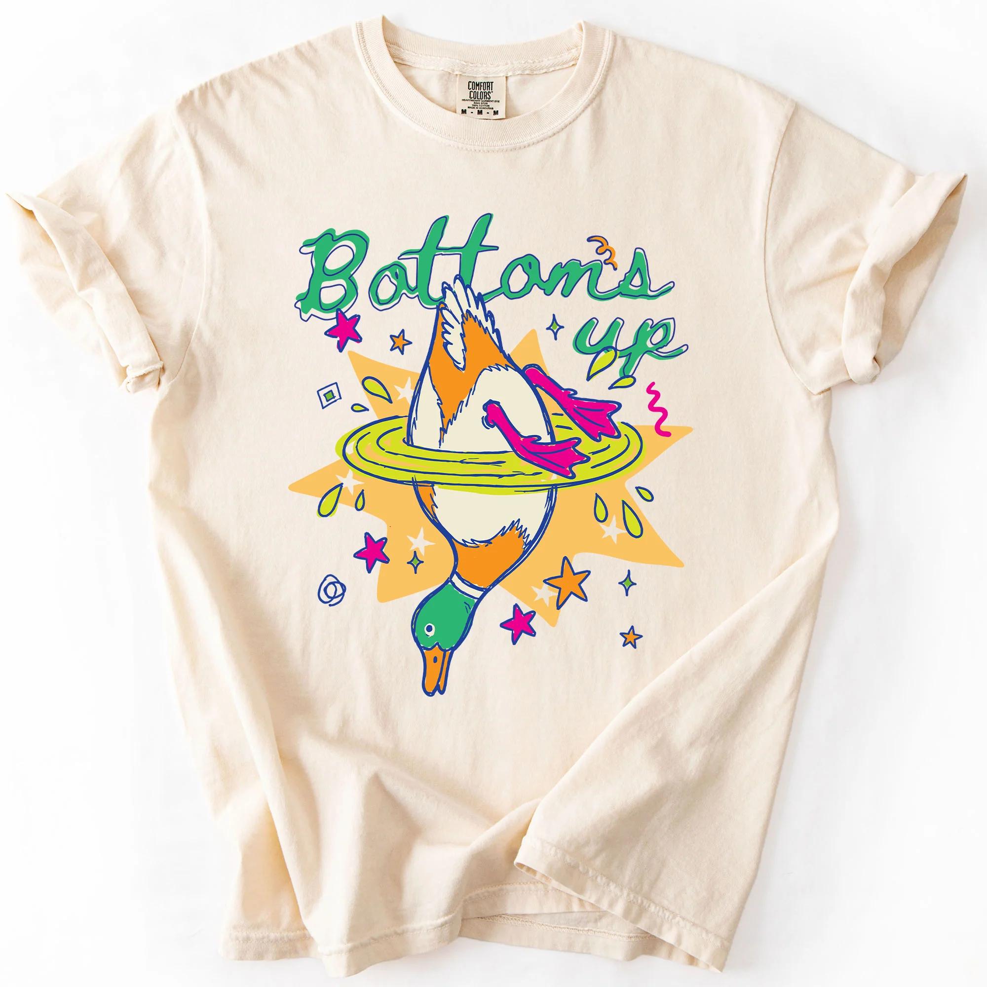 Bottoms Duck Colorful Preppy Mallard Dabbling Splashy Vintage Coastal Weekend Comfort Colors Tee (3)