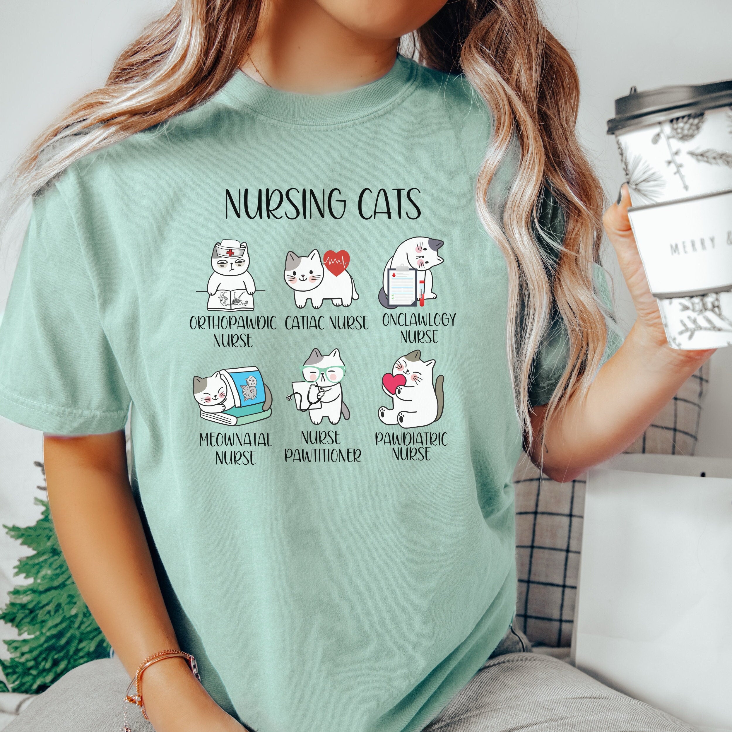 Nursing Cats Nurse Cat Lover Nurse Types Cat Puns Nurse Team Cat Tee Comfort Colors (1)