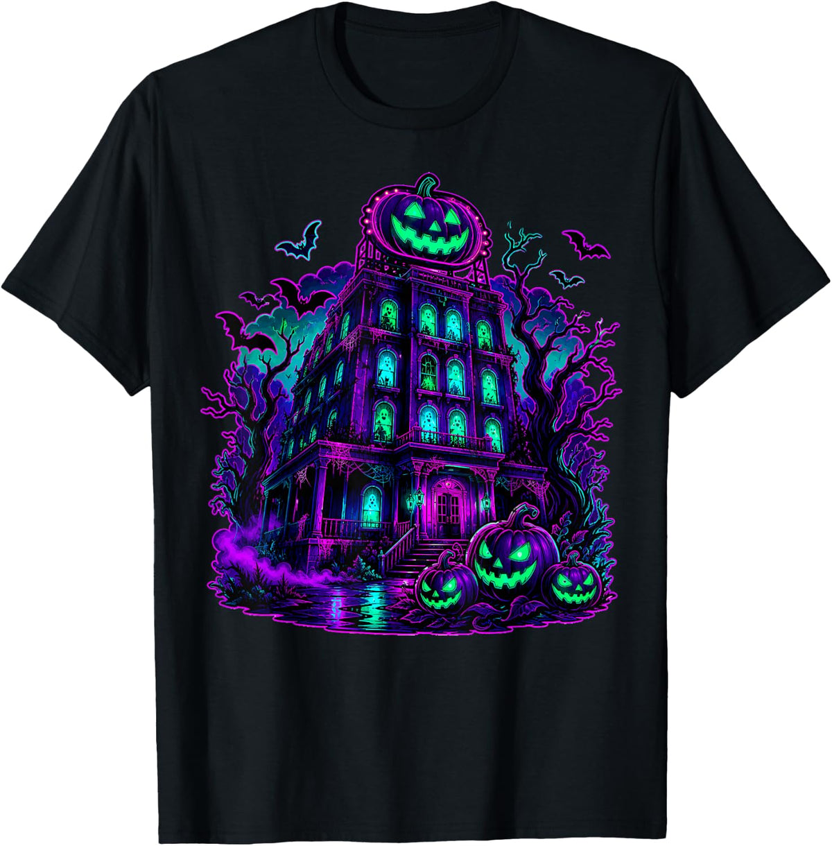 Eerie Haunted Mansion Jack Lantern Halloween Unisex T-shirt, Sweatshirt, Hoodie (1)