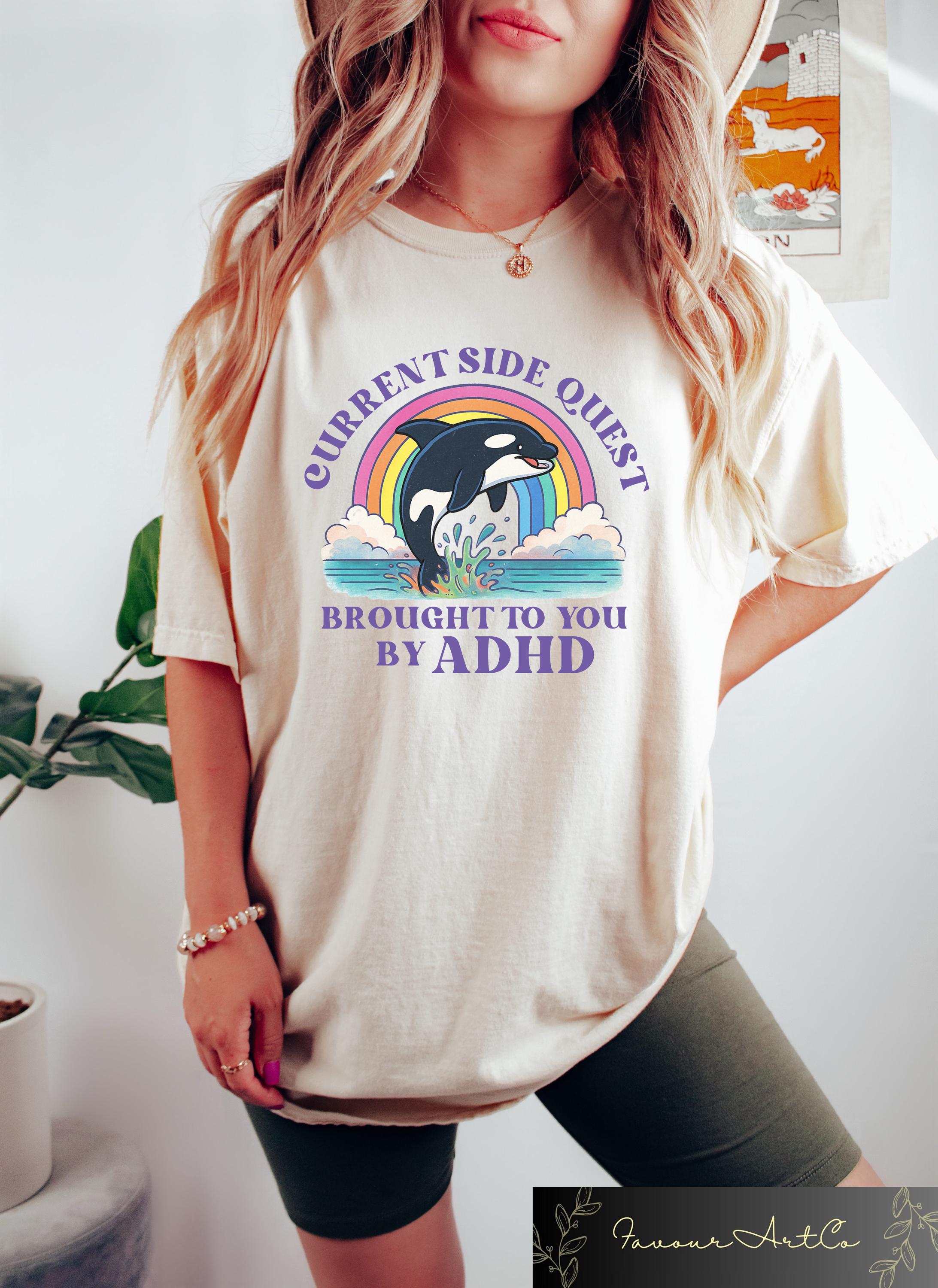 Side Quest Brought Adhd Frog Tee Awareness Adhd Frog Gamer Adhd Mental Health (1)