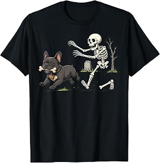 French Bulldog Dog Stealing Bone Skeleton Halloween Unisex T-shirt, Sweatshirt, Hoodie (1)