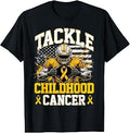 Tackle Childhood Cancer Awareness Football Gold Ribbon Unisex T-shirt, Sweatshirt, Hoodie (1)