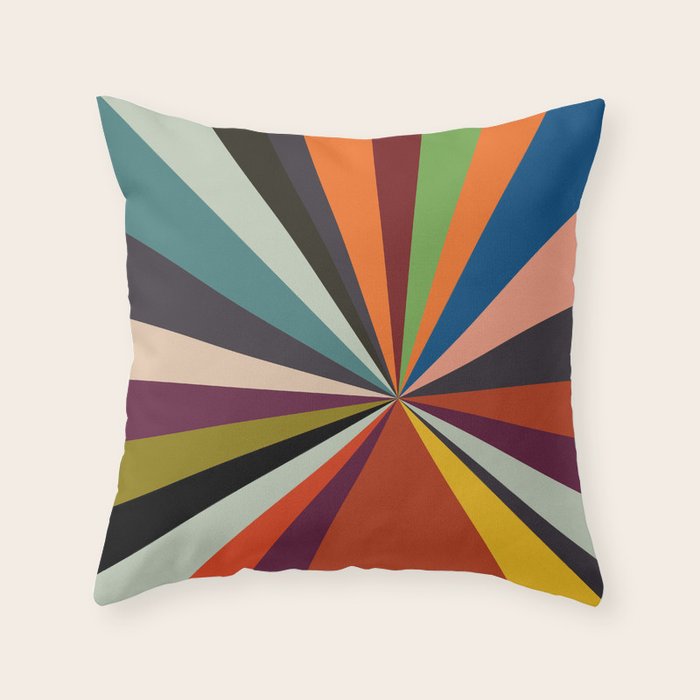 stripes rays geometric retro Throw Pillow Gallery Image 6