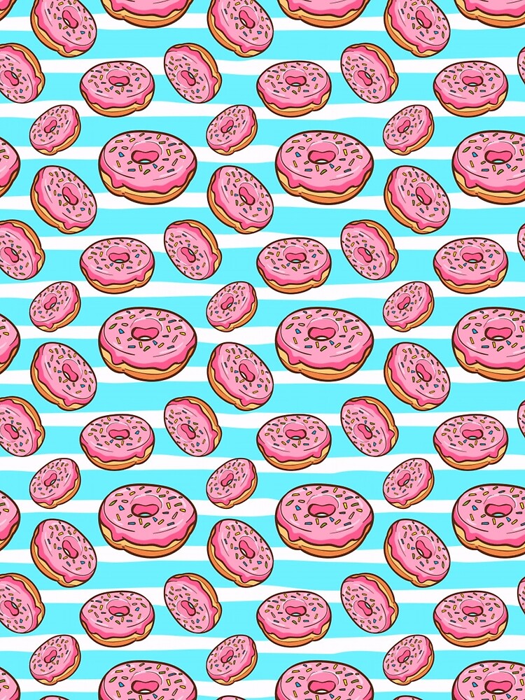 Seamless Pattern with Colorful Donuts on Striped background by bestoffers