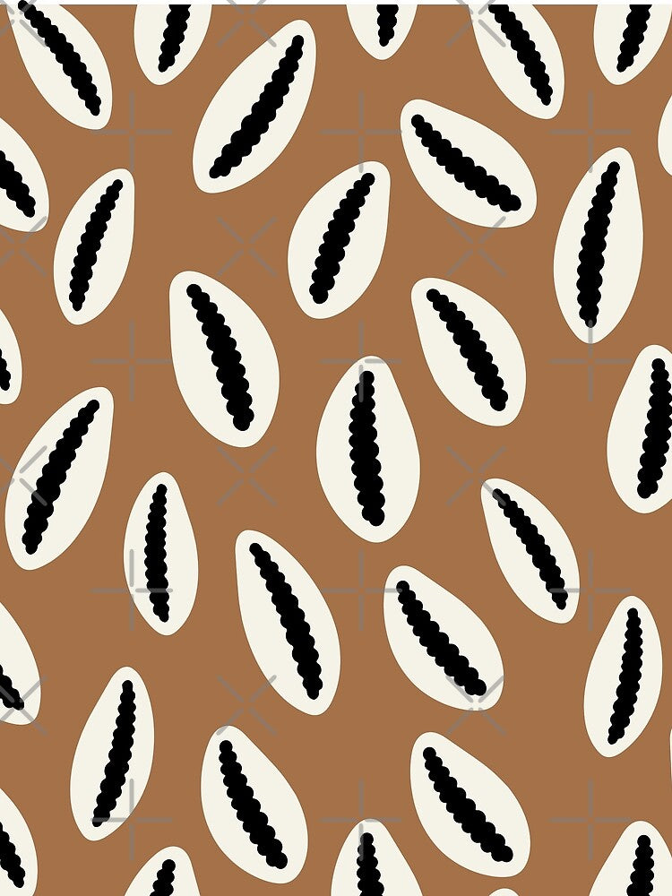 Tribal Cowrie Shell Pattern - Earthy Brown Boho Coastal Design by Cannaxes Ink