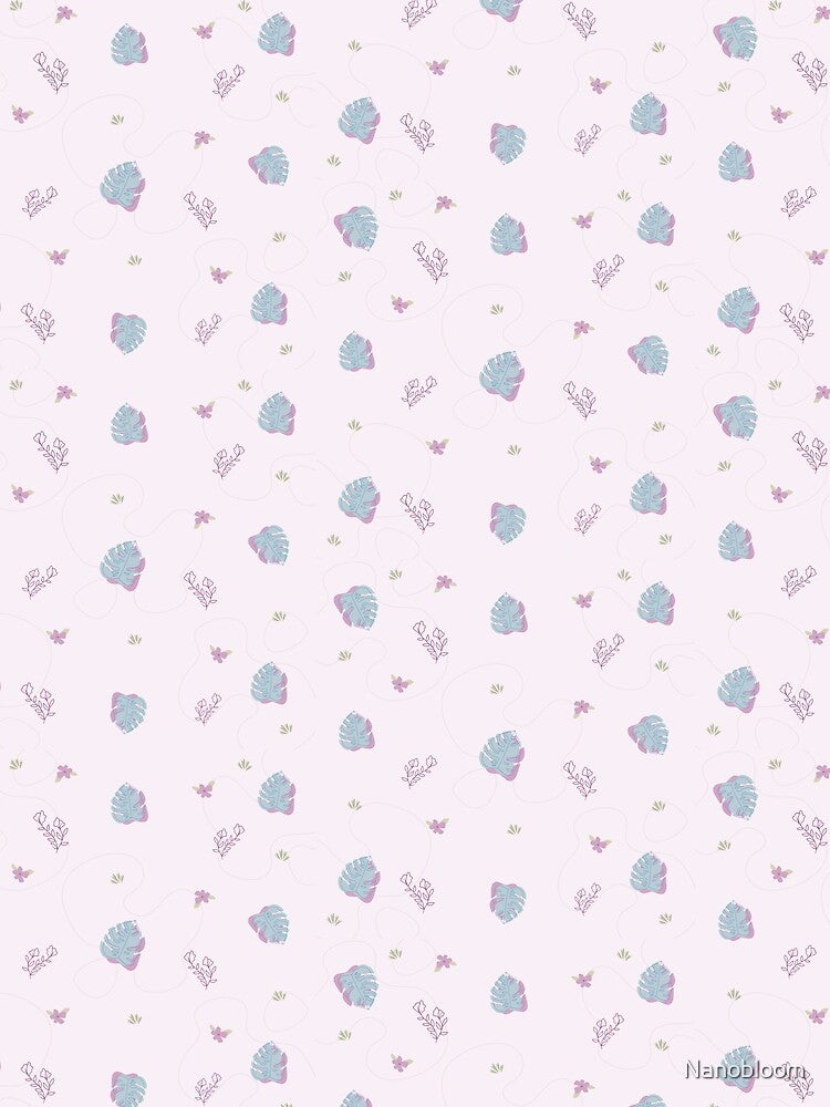 Pastel Boho Monstera Pattern – Soft Purple & Blue Botanical Design by Nanobloom
