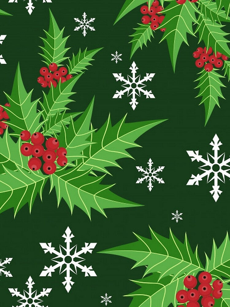 Lovely Holiday Christmas Floral and Snowflakes by pugmom4