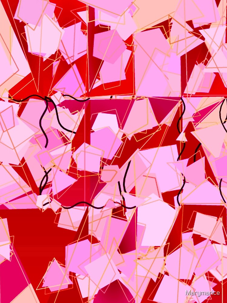 Mid-Century Modern Abstract, Dark Red and Pink by Marymarice