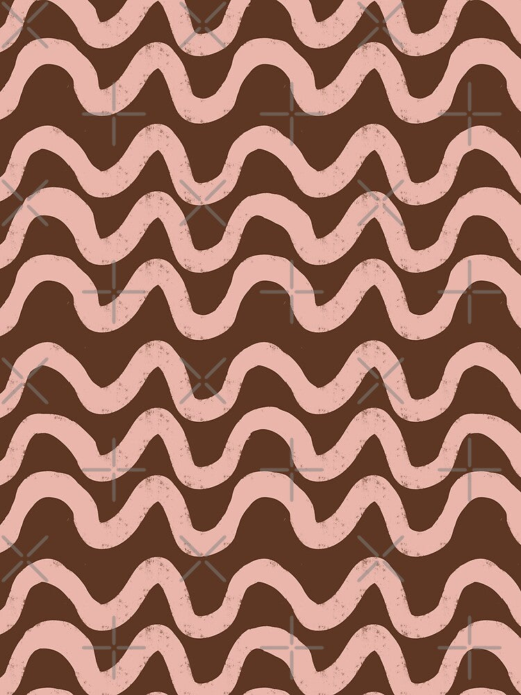 Boho Mid Mod Wiggly Lines Brown by susycosta