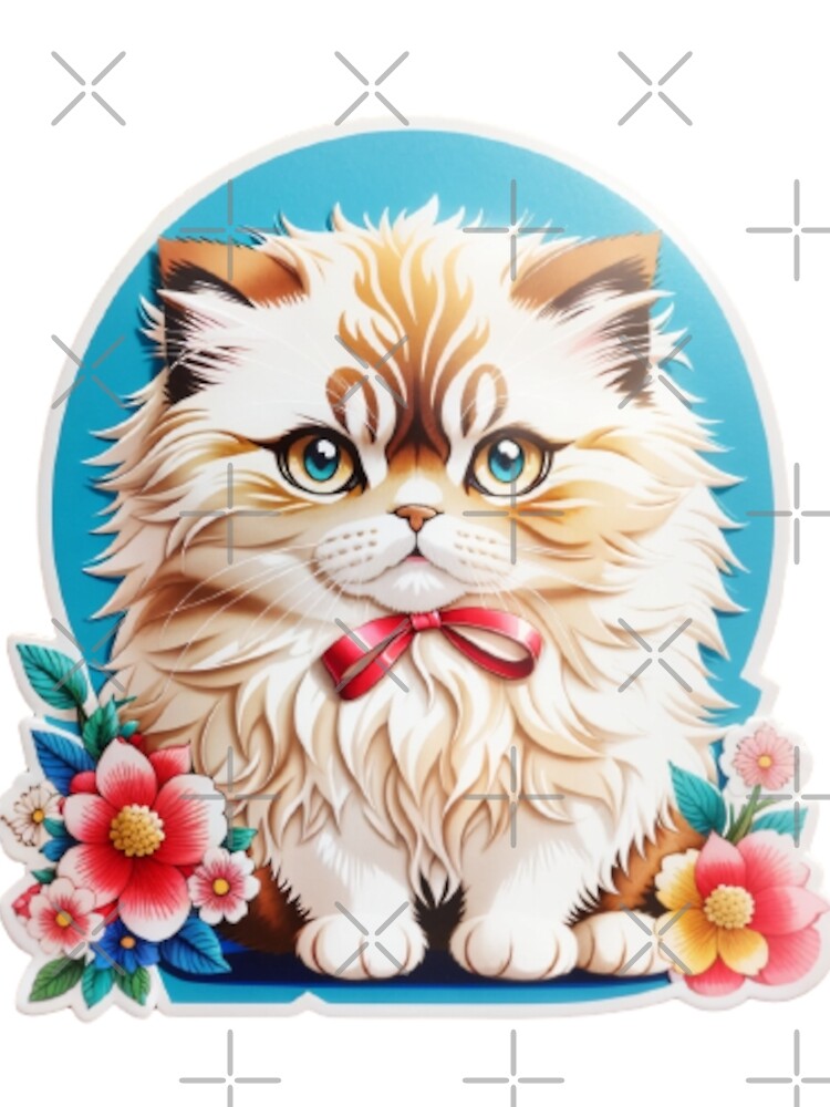Cute Kawaii Persian Cat 008 Sticker by Alexis Art Collection