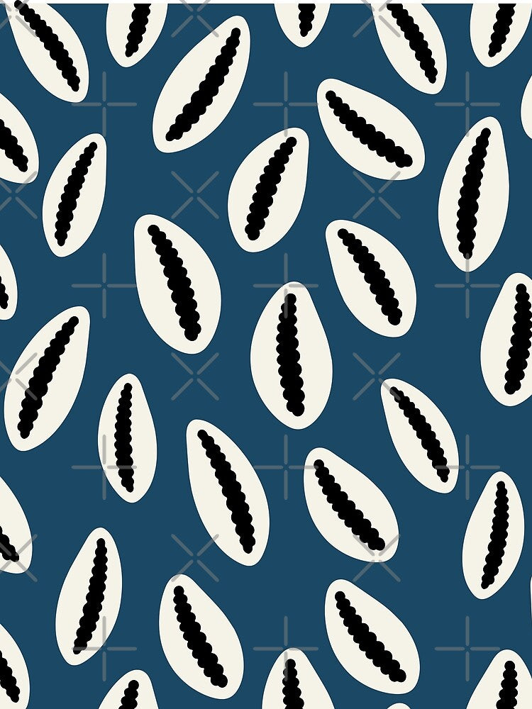 Coastal Cowrie Shell Pattern – Ocean Blue Beach Aesthetic by Thehighhippo