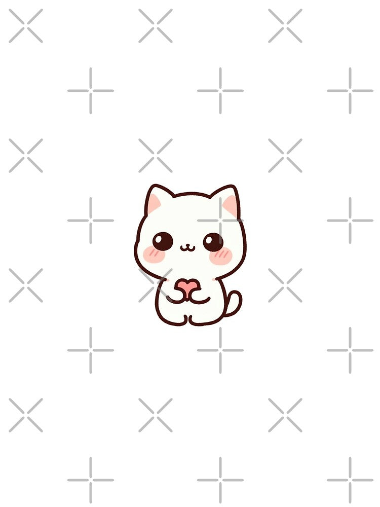 Cute Kawaii Cat with a Valentine's Heart by DolceLunaFinds