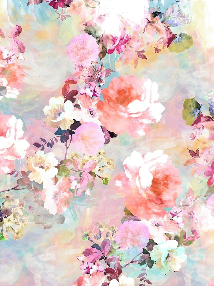 Romantic Pink Teal Watercolor Chic Floral Pattern by GirlyTrend