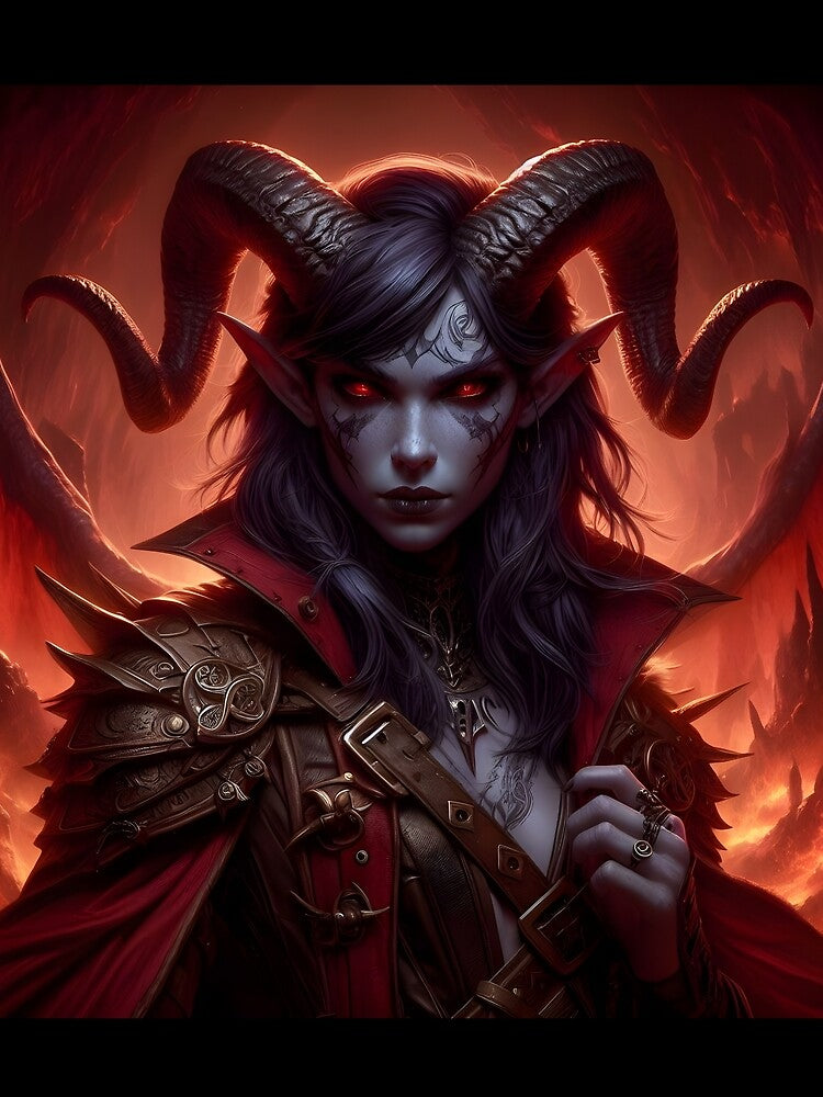 Female Tiefling Warrior by GalleryBrisArt