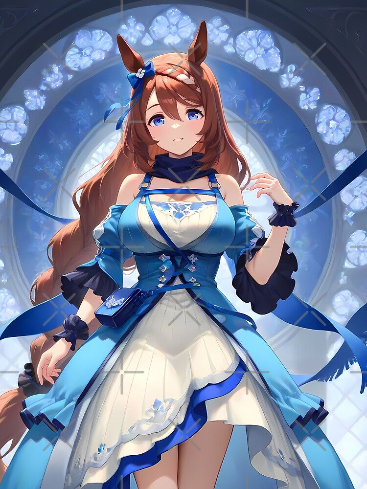 Super Creek Royal Blue Gown Uma Musume Pretty Derby Anime Girl Waifu by Tokyonomad