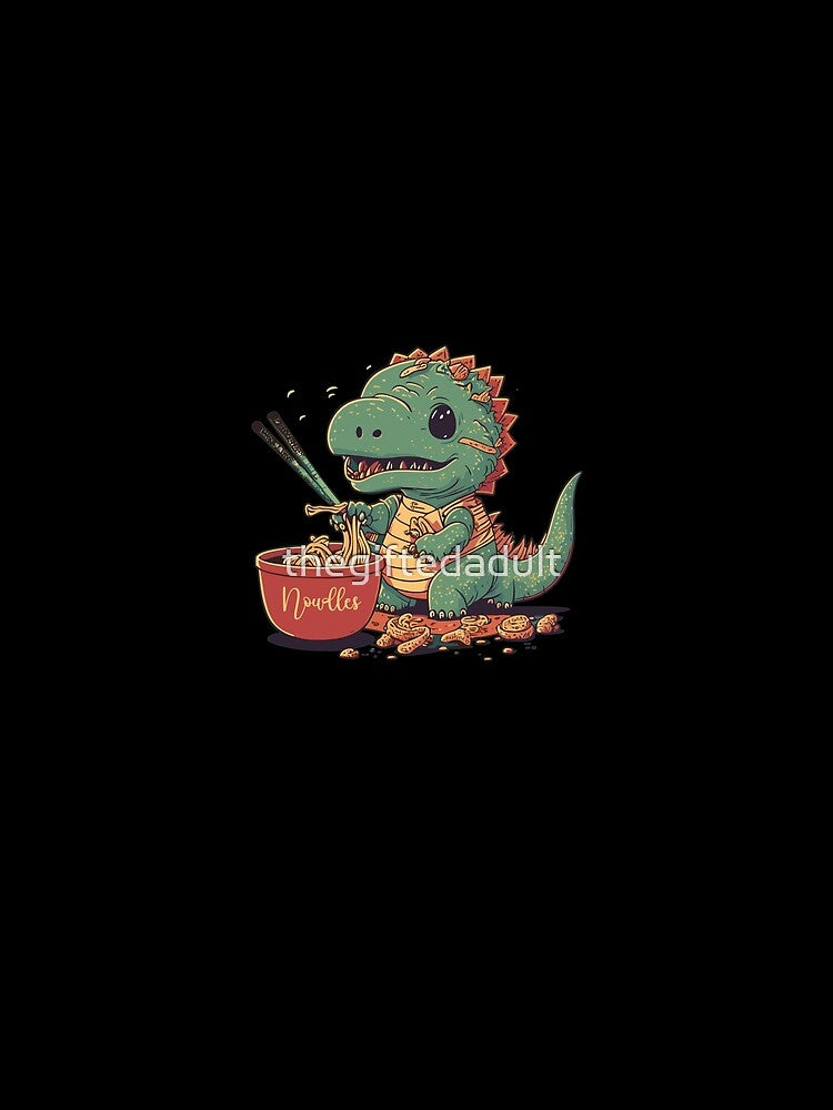 Cute Kawaii Trex Dragon Eating Ramen and Noodles with Chopsticks: a Gift for anime lovers by thegiftedadult