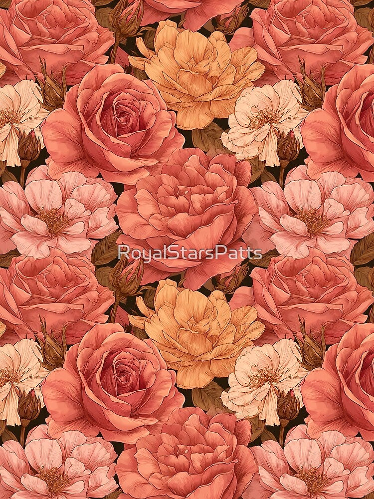 Fragrant Rose Print - Vintage Flower Pattern  - Anniversary Gifts For Husband by RoyalStarsPatts
