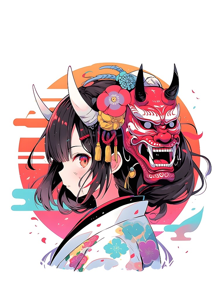 Anime girl in kimono and mask art by TheArtistOf2022