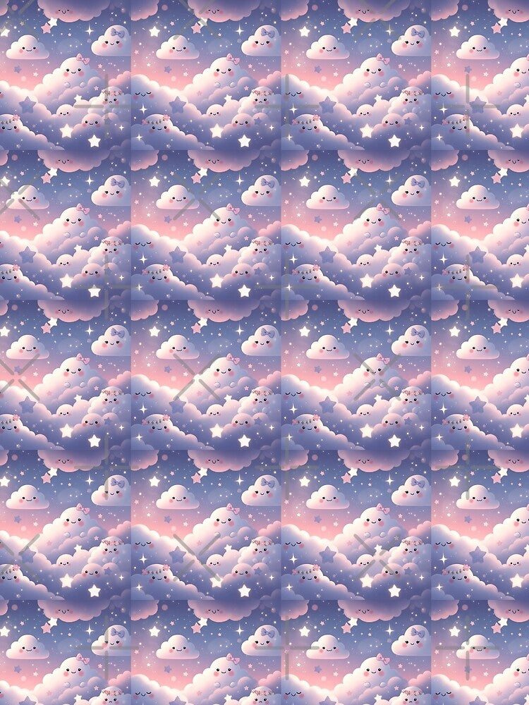 Kawaii Clouds Dreamy Night Sky Art by talal-store
