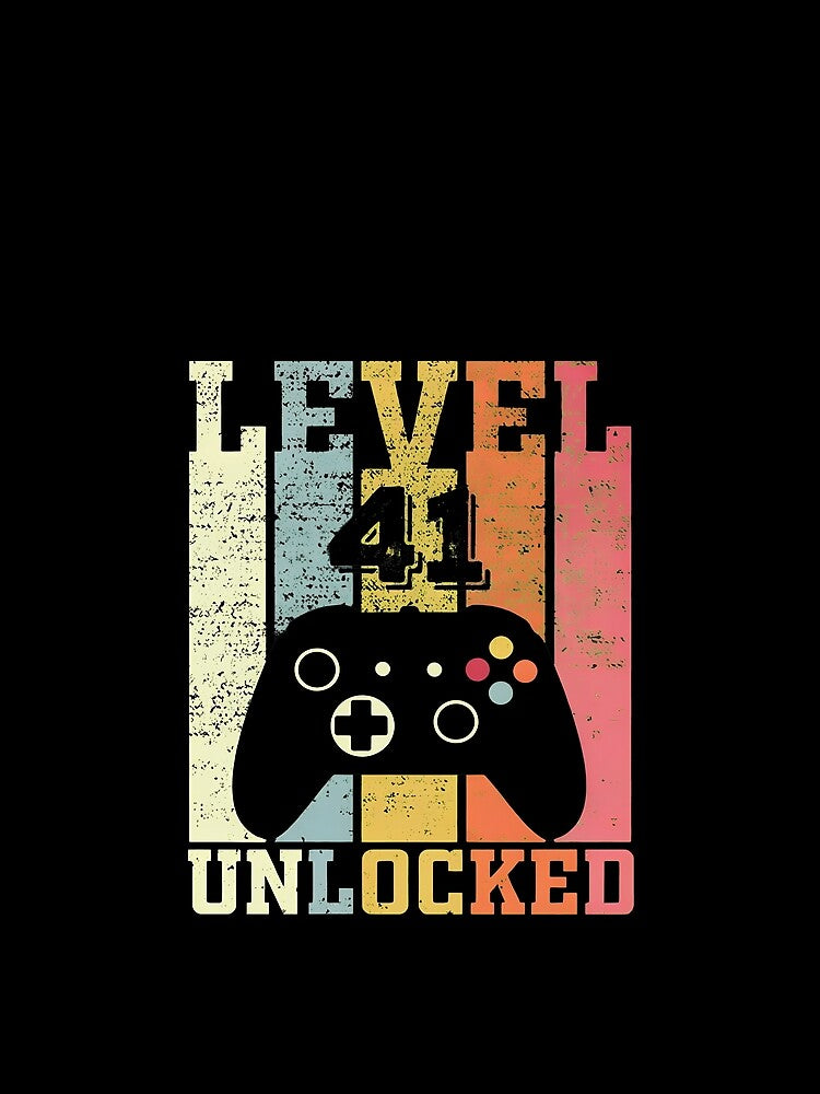 Level 41 Unlocked Funny Video Gamer 41st Birthday Gift by OlyvieArt