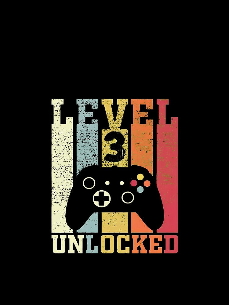 Level 3 Unlocked Funny Video Gamer 3rd Birthday Gift by OlyvieArt