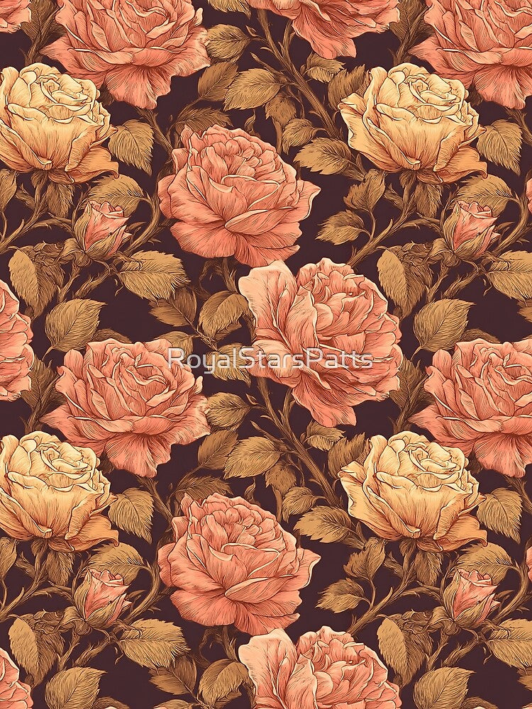 Artistic Rose Flower  - Retro Flower Floral  - Gifts For Women by RoyalStarsPatts