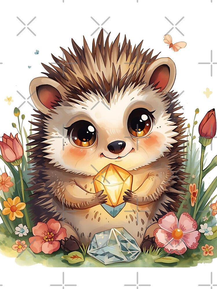 Hedgehog with crystal in the fairytale forest by SimonsDesignArt