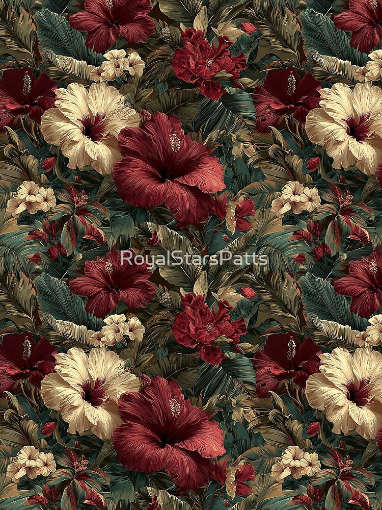 Delicate Tropical Flower Print  - Flower Garden Pattern  - Bridal Shower Gifts by RoyalStarsPatts