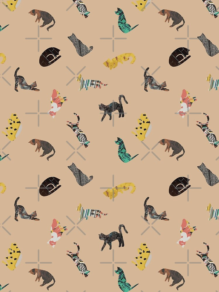 Cats yoga collage in peach by Guizzo