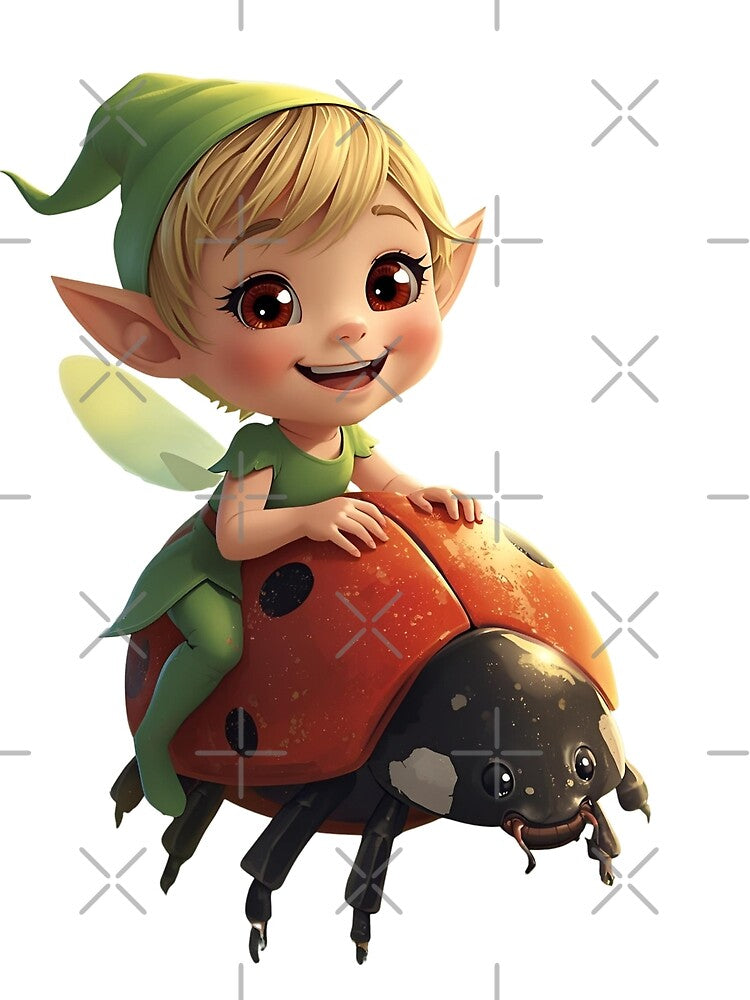Elf on ladybug in the fairytale whale by SimonsDesignArt