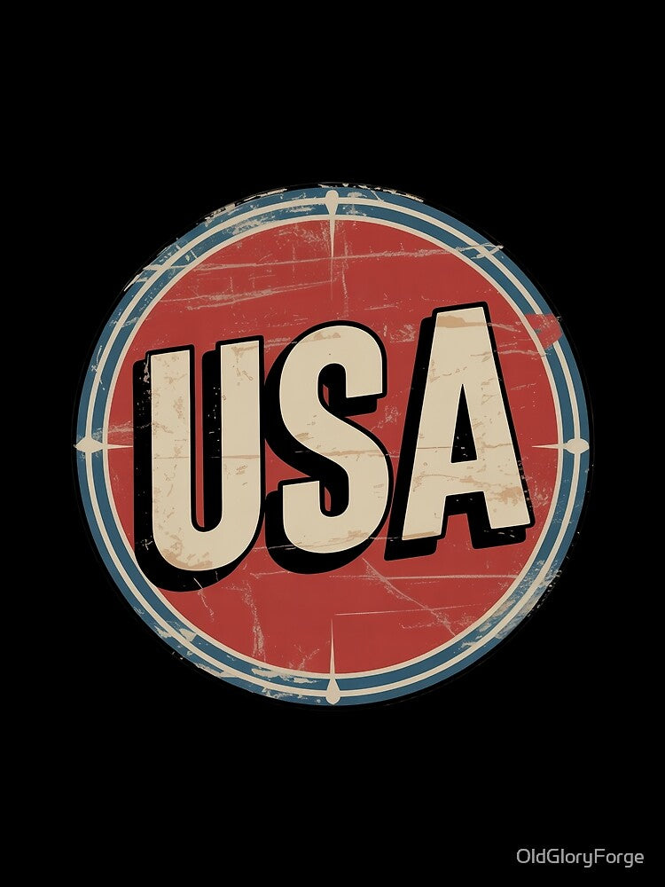 Retro USA Badge – Vintage Circular Americana by OldGloryForge