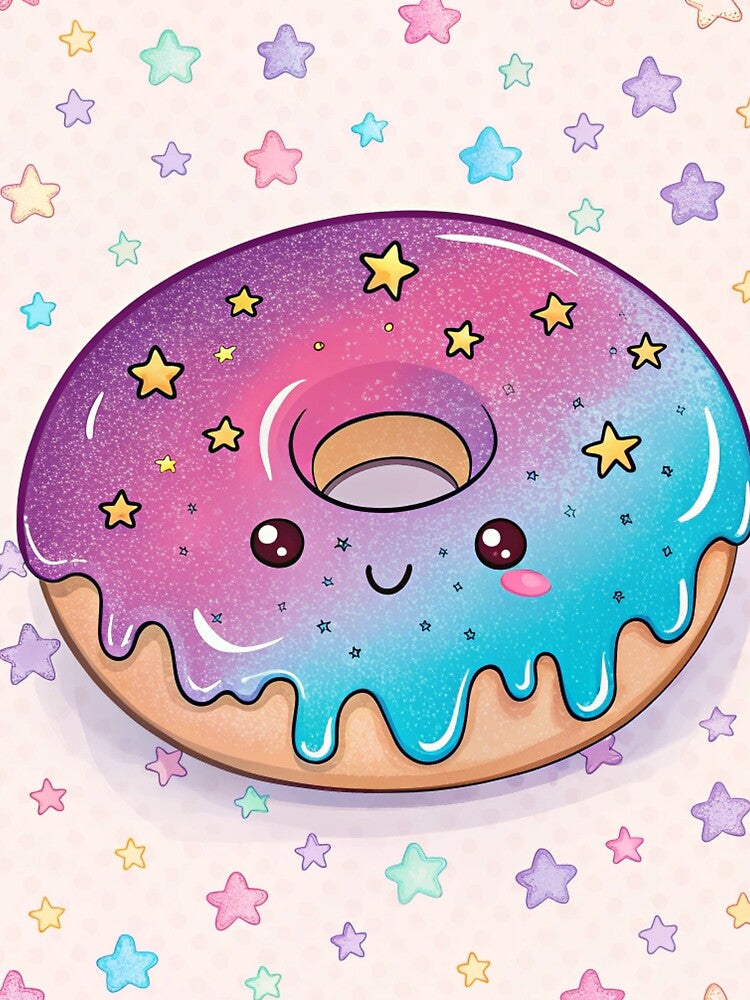 Kawaii Galaxy Donut – Cute Cosmic Pastel Aesthetic Dessert Cartoon by Nawastyle