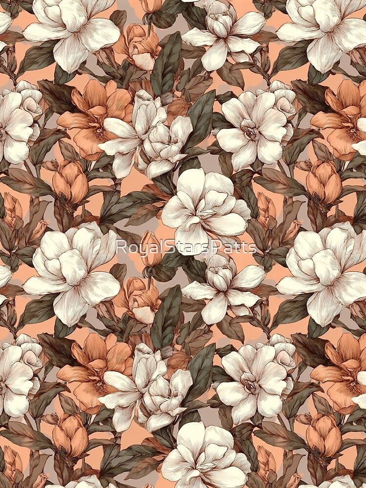 Edgy Gardenias Print - Flower Floral Pattern  - Birthday Gifts For Dad by RoyalStarsPatts