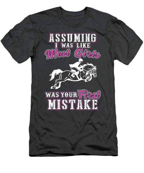 Giddy Up For Giggles Funny Horse Girl Mistake Tee T-Shirt