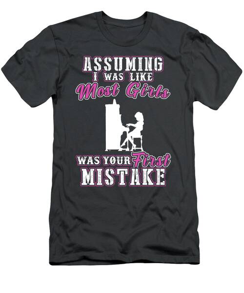 Key To Humorous Harmony Funny Piano Girl Mistake Tee T-Shirt