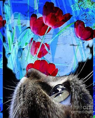 Looking At The Flowers Print