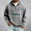 Miami Dolphins Men's Half-Zip Denim Hoodie For Fan