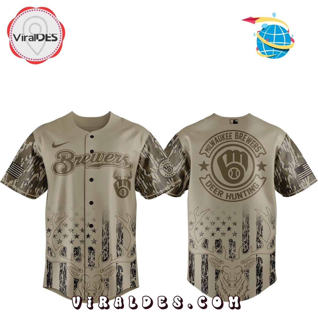 Milwaukee Brewers x Hunting Design Baseball Jersey