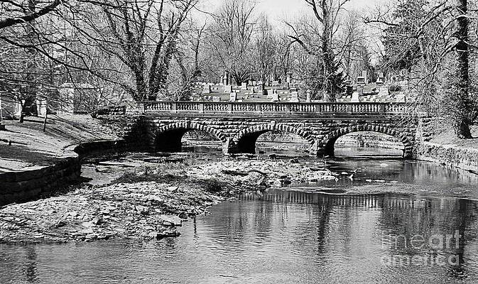 Old Stone Bridge In Black And White Print