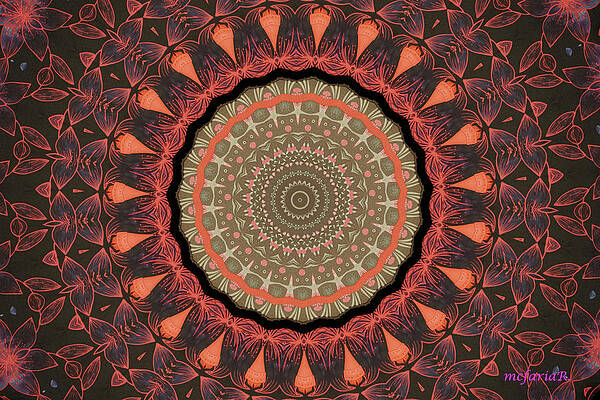Peach Pink Flowery Kaleidoscope Print