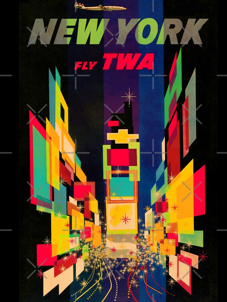 VINTAGE 1958 FLY TWA TO NEW YORK TRAVEL ADVERTISEMENT! by CinemaObscura