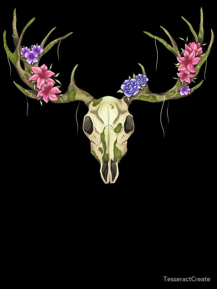 Overgrown Mossy Deer Skull by TesseractCreate
