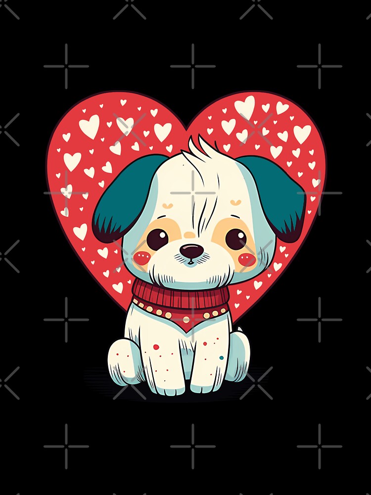 Cute Dog with Big Red Heart for Dog Lovers Valentines Day by Vexel Studio