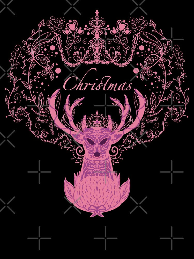 Pink Christmas deer by Xatutik.art