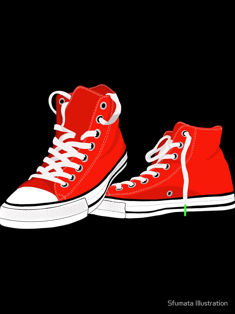 Red High-Top Canvas Sneakers by Sfumata Illustration