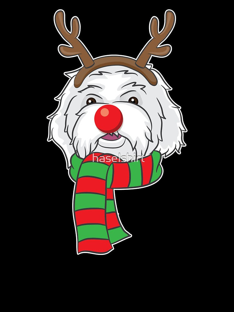 Funny Christmas Dog Xmas Reindeer Maltese Dog Holiday Gift by haselshirt