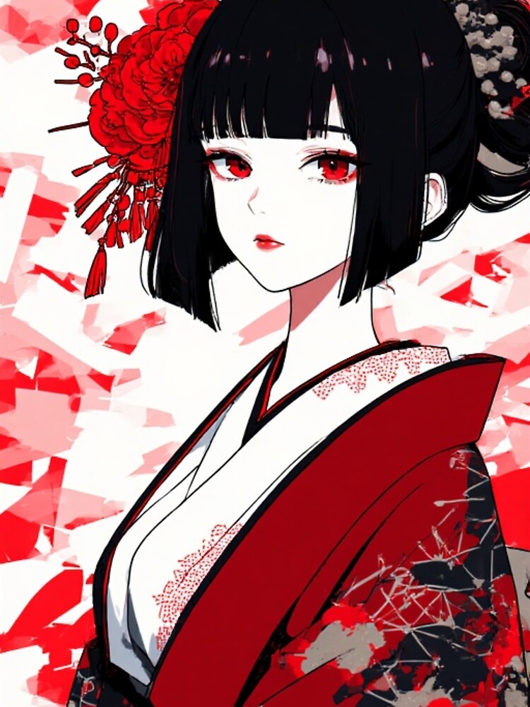 Traditional Geisha - Crimson Eyes Aesthetic by Jimakmo