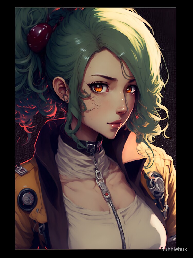 Anime Cute Girl with Green Hair by Bubblebuk