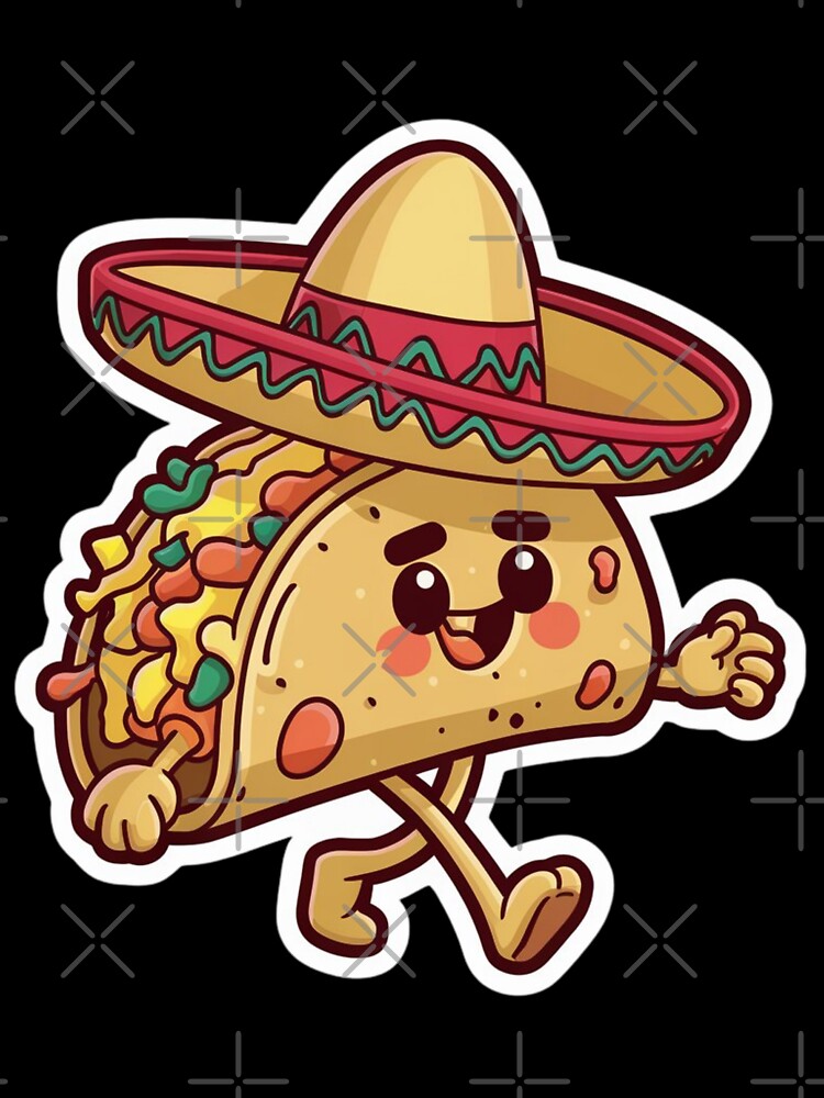 Adorable Taco with Sombrero Cartoon by yasarstore