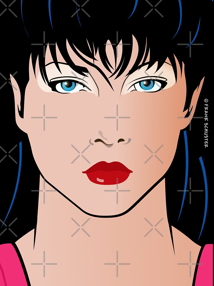 Pop Art Illustration of Beautiful Woman Amber Pop Art Girl by Frank Schuster